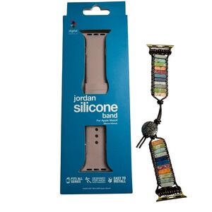 Apple Watch Band Lot Silicone Pink + Natural Stone Style Bracelet Band 38mm 40mm